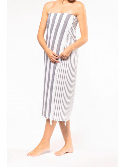 Fouta rayée avec franges et...