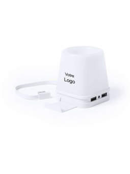 Porte-crayons USB LED Blanc...