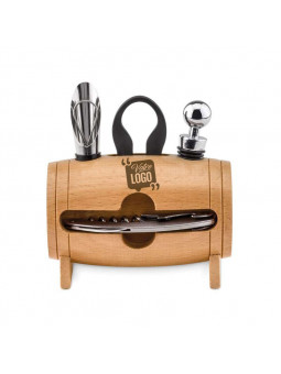 Mini Tonneau Bois 4 Accessoires Vin Personnalisé avec votre logo Entreprise