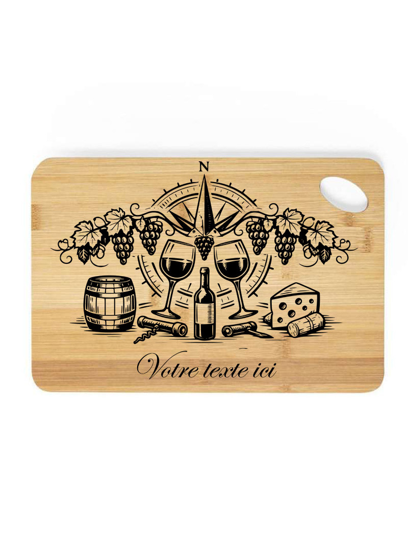Planche à Découper Bambou 30x20 cm – Personnalisable sur le thème de Bacchus et de l'esprit du vin