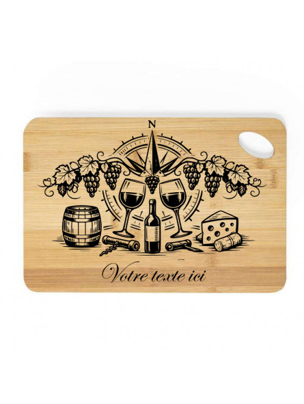 Planche à Découper Bambou 30x20 cm – Personnalisable sur le thème de Bacchus et de l'esprit du vin