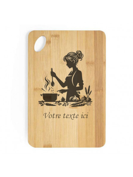 Planche à Découper Bambou 30x20 cm – Personnalisable avec  motif femme qui cuisine