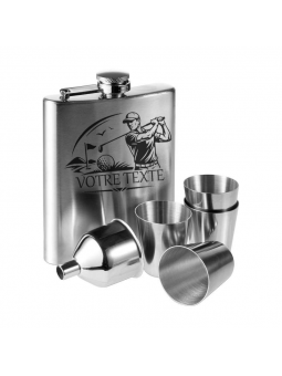 Set flasque golf personnalisé  Golfeur avec texte – “Fiole à Birdie”