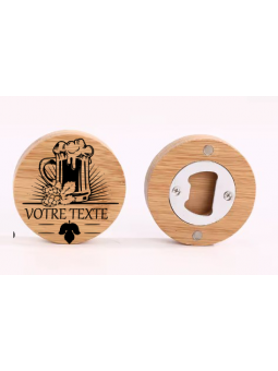 Décapsuleur magnétique personnalisé en bambou – Esprit bière