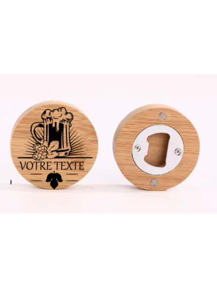 Décapsuleur magnétique personnalisé en bambou – Esprit bière