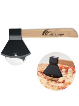 Coupe‑pizza avec manche en bambou personnalisé avec logo gravé
