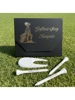 Coffret golf relève pitch personnalisé spécial golfeuse – Élégance & passion