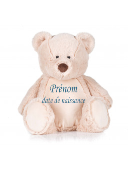 peluche ourson personnalisable avec le prénom de l'enfant brodé