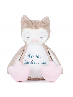 peluche chouette brodé avec le prénom de bébé