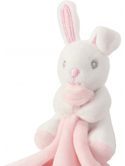 doudou lapin avec hochet rose layette brodé avec le prénom