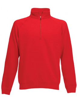 sweat-shirt col zippé rouge