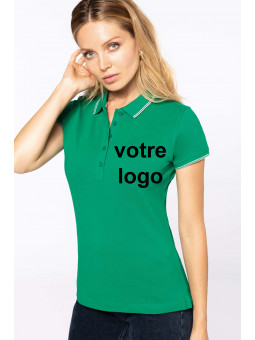 polo vert 100% coton manches courtes pour femme