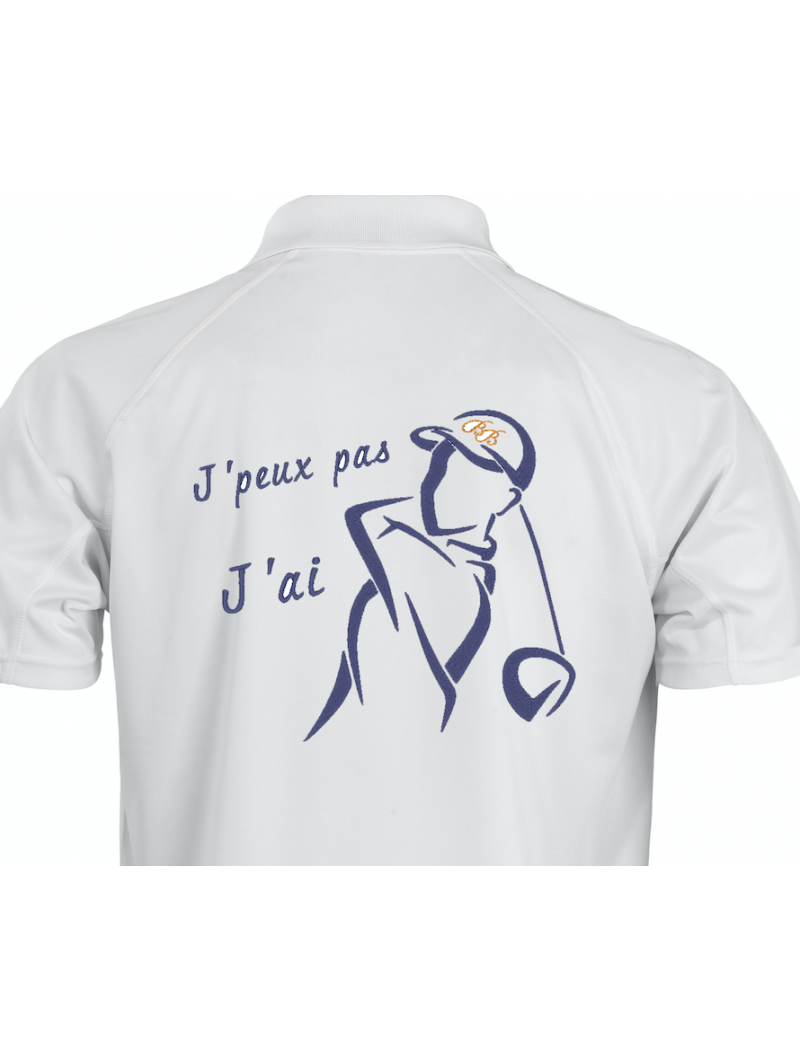 Idée cadeau pour golfeur chic  original et personnalisé: le polo " Je peux pas j'ai golf "