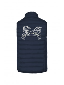 doudoune sans manche homme bleu marine brodée avec logo du centre équestre Lagrange