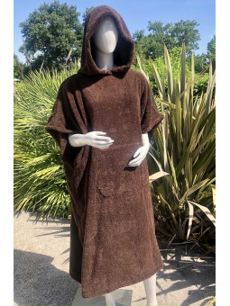 poncho adulte chocolat en tissus éponge personnalisé Bassin du Tertre et prénom