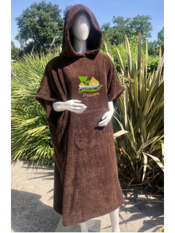 poncho adulte chocolat en tissus éponge personnalisé Bassin du Tertre et prénom