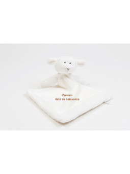 doudou plat agneau personnalisé avec le prénom et date de naissance brodé