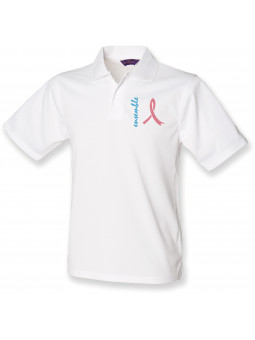 polo de golf blanc respirant pour homme ruban rose