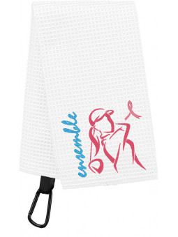 serviette de golf blanche femme soutien au ruban rose