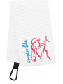 serviette de golf blanche femme soutien au ruban rose