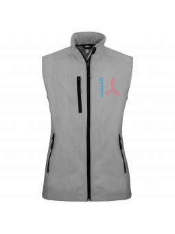 softshell sans manche Ruban Rose pour femme golfeuse gris clair