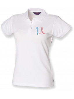 polo golf ruban rose femme blanc