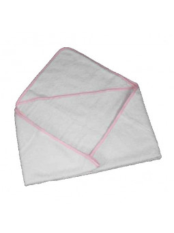 cape de bain pour bébé blanche avec liseré rose brodée et personnalisée avec prénom