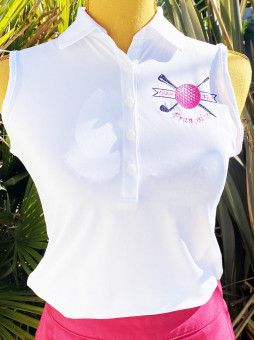 polo sans manches pour femme brodé et personnalisable: choix des couleurs et du prénom