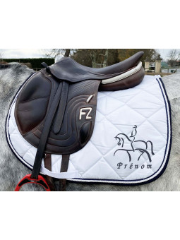 tapis de selle dressage blanc personnalisé avec prénom
