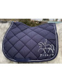 tapis de selle bleu marine cheval de dressage personnalisable avec prénom brodé