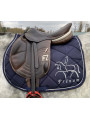tapis de selle dressage bleu marine personnalisé avec prénom