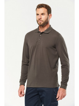polo antibactérien manches longues homme personnalisable avec votre logo brodé