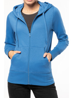 Sweat-shirt à capuche et à fermeture éclair écoresponsable femme personnalisable avec logo brodé
