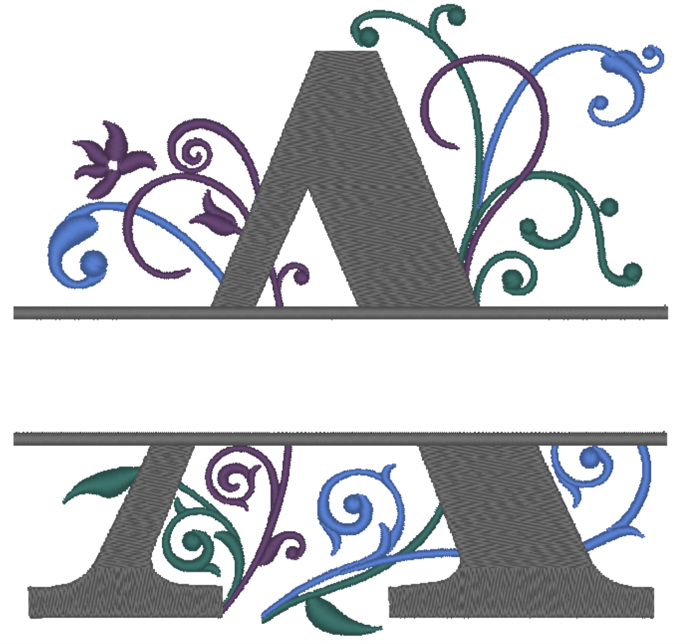 initiale A brodée avec prénom intégré sur vêtements et serviettes éponge