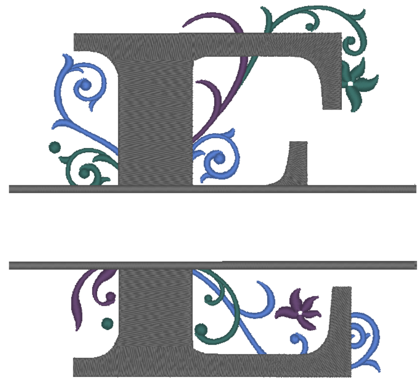 initiale E brodée avec prénom intégré sur vêtements et serviettes éponge