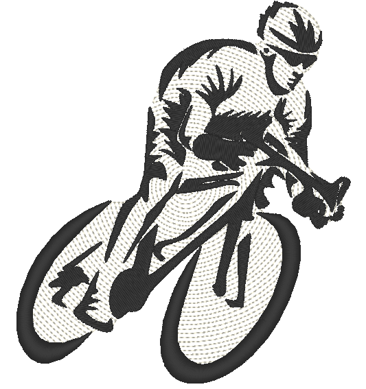 cycliste brodé sur textile ou serviette éponge