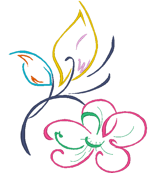 fleurs multicolores et stylisées brodées pour personnalisation textiles